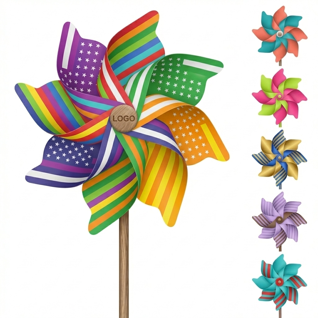 Rainbow Multicolor Pinwheel Garden Decor - 10 Pack Assorted Wind Spinners