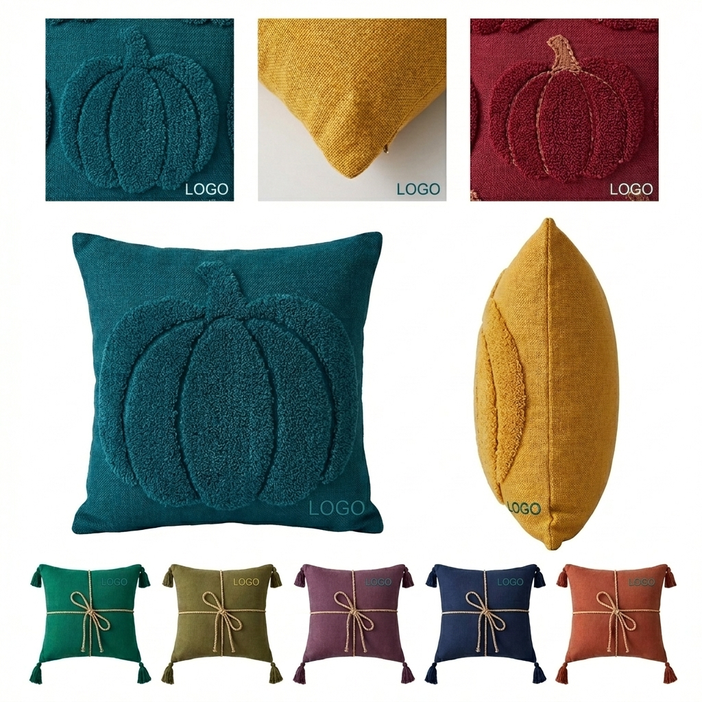 Faux Wool Halloween Decorative Throw Pillow Covers - Multi-Design & Color Set