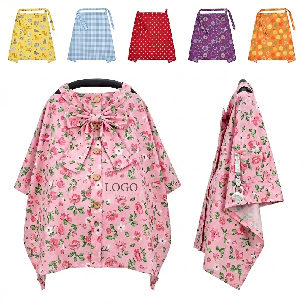 Button-Front Nursing Cover-Up with Sleeves & Bow