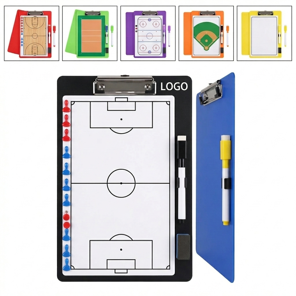 Durable PS Soccer Coaching Clipboard with Full-Court Diagram & Marker