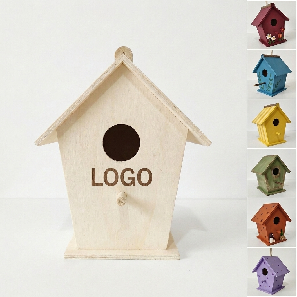 Hand-Painted Wooden Birdhouse Kit in Assorted Colors