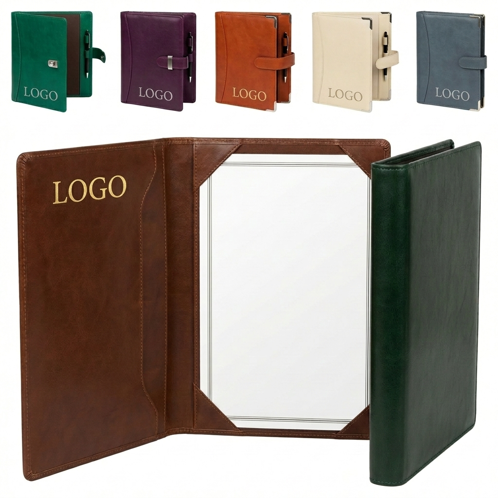 Premium PU Leather Binder with Pen Loop & Metal Corners