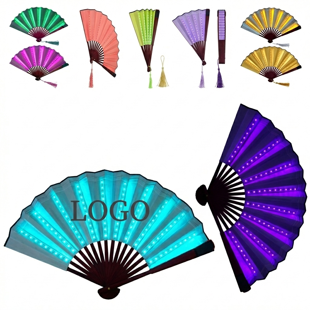 Customizable Glow-in-the-Dark Folding Fan for Parties and Performances