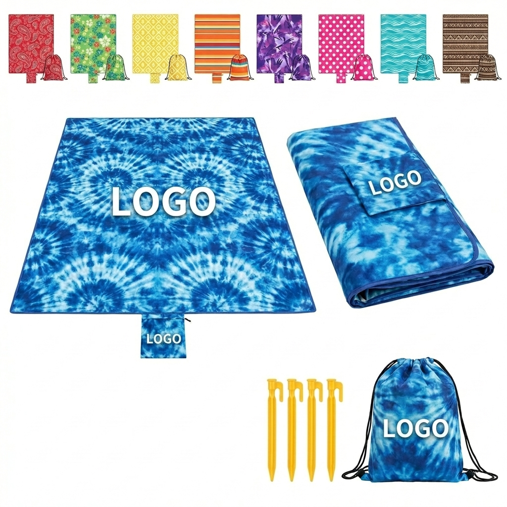 Large Vibrant Bohemian Beach Mat - Sand Free, Foldable & Wind Resistant