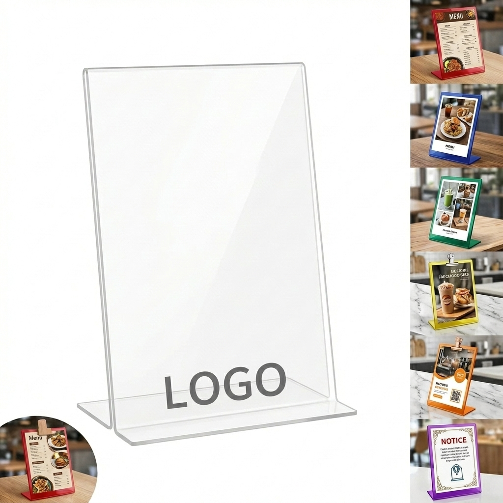 Crystal Clear Acrylic Sign Holder with Wide Stable Base