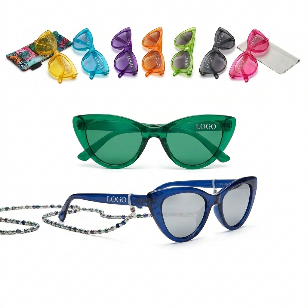 Cat Eye Sunglasses with UV400 Protection & Polycarbonate Frame in Multiple Colors