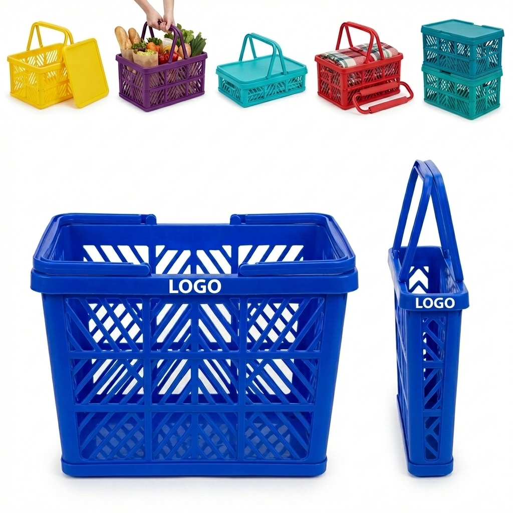 Sturdy PP Collapsible Picnic Hamper, Convertible Storage Box and Grocery Tote