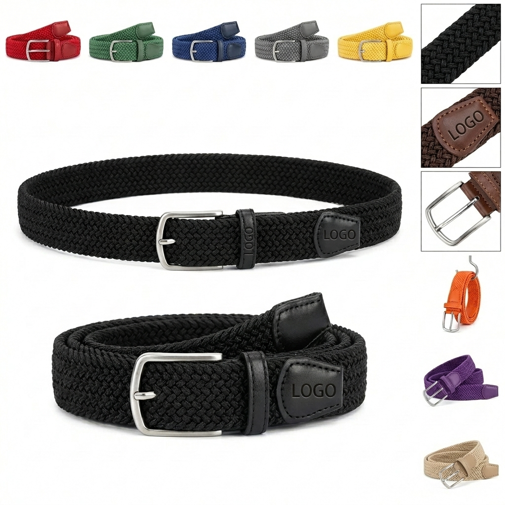 Men's Stretch Woven Braided Belt for All-Day Comfort