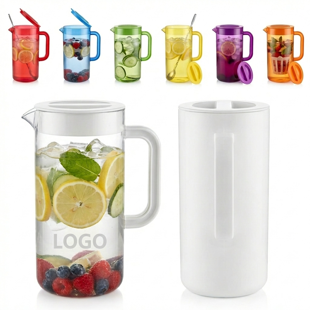 White Slim Fridge Door Pitcher - 2-Quart Space-Saving Design with Hinged Spout
