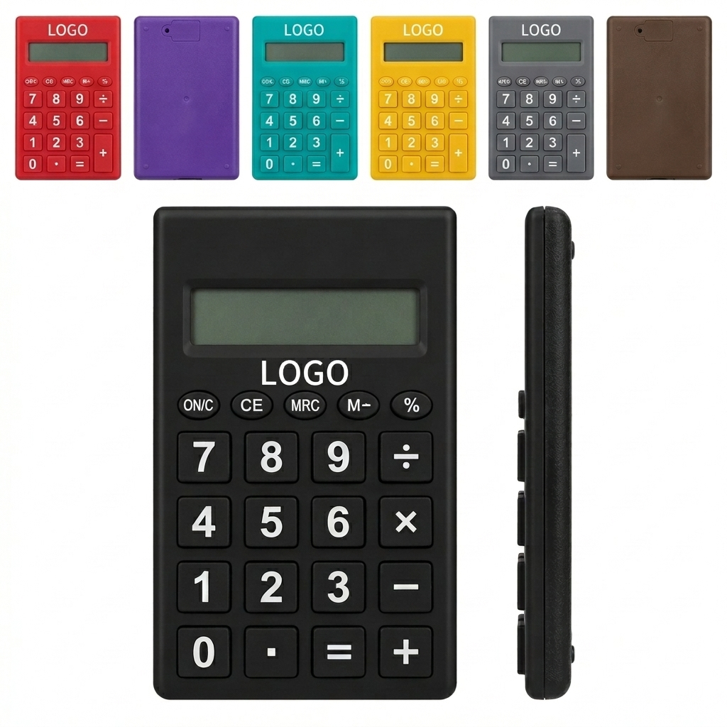 Dual-Power Eco Mini Calculator with Large LCD Display in Bright Colors
