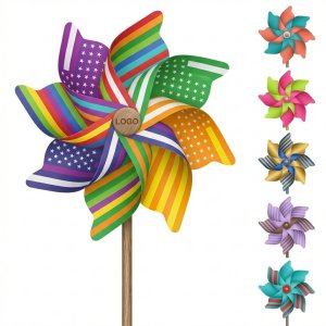 Rainbow Multicolor Pinwheel Garden Decor - 10 Pack Assorted Wind Spinners