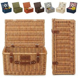 Natural Wicker Picnic Basket with Side Handle