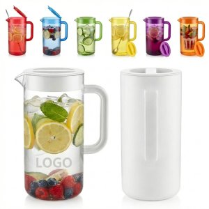 White Slim Fridge Door Pitcher - 2-Quart Space-Saving Design with Hinged Spout